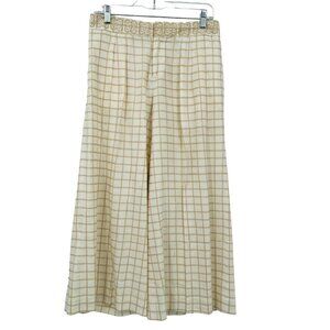Anthorpologie Elevenses Womens Window Pane Plaid Pants Size 4 High Rise Wide Leg